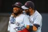 Steve Russell - Toronto Star
Vladimir Guerrero Jr. and Lourdes Gurriel Jr. hug it out after the Jays’ season-ending sweep of the Orioles. Guerrero expressed hope that the Jays would run it back in 2022 with the same roster.