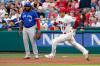 Marcio Jose Sanchez - AP
Shohei Ohtani rounds first base, past Blue Jay Vladimir Guerrero Jr., on the way to a first-inning double in Thursday night’s home win by the Angels.