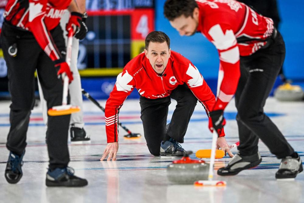 LILLIAN SUWANRUMPHA - AFP via GETTY IMAGES
Canada’s Brad Gushue, shown here in Friday’s bronze medal match against the U.S., said he’s been making the case going back to his first trip to the Olympics 16 years ago that Canada ought to hold its Olympic trials far earlier.
