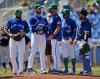 Steve Nesius - THE CANADIAN PRESS
Blue Jays starter Thomas Hatch, second from left, left Wednesday’s game against the Yankees with what the club called “right elbow/forearm discomfort.”