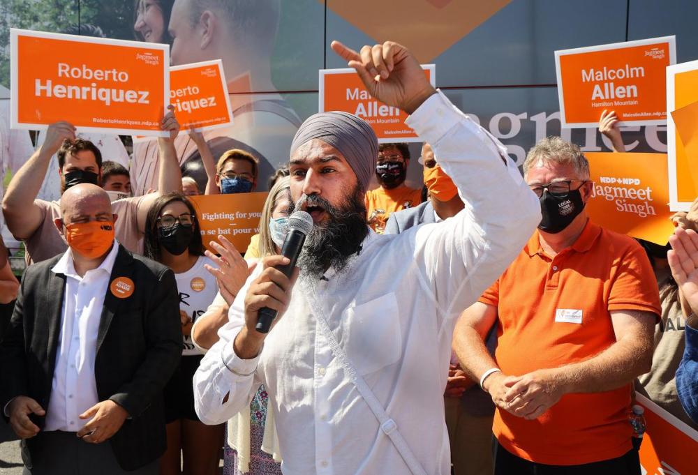 John Rennison - The Hamilton Spectator
Federal NDP leader Jagmeet Singh speaks in Hamilton Tuesday.
