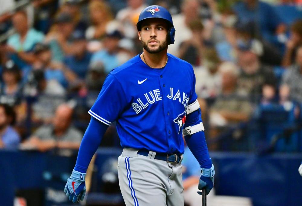 Julio Aguilar - Getty Images
George Springer, back in the Jays lineup after missing a game with a sprained ankle, went 0 for 4 including a strikeout in the sixth inning against the Rays on Sunday.