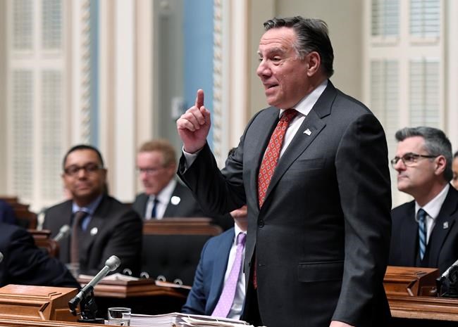 Quebec Premier Francois Legault speaks as the legislature resumes on Tuesday, February 4, 2020, at the Quebec legislature in Quebec City. THE CANADIAN PRESS/Jacques Boissinot