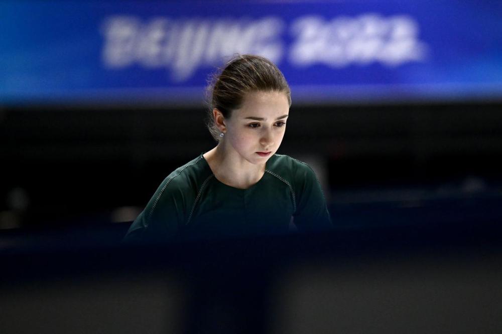 ANNE-CHRISTINE POUJOULAT - AFP via GETTY IMAGES
Russia figure skater Kamila Valieva attends a training session Friday at the Beijing 2022 Olympic Games.