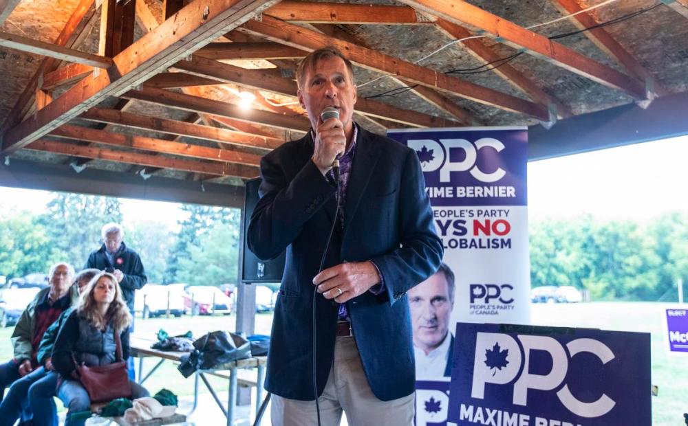 JASON FRANSON - THE CANADIAN PRESS
People’s Party of Canada Leader Maxime Bernier speaks during a rally in Vegreville Alta., on Sept. 12, 2021.