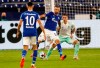 Schalke's Vedad Ibisevic controls the ball during the German Bundesliga soccer match between FC Schalke 04 and Werder Bremen in Gelsenkirchen, Germany, Saturday, Sept. 26, 2020. (AP Photo/Martin Meissner)