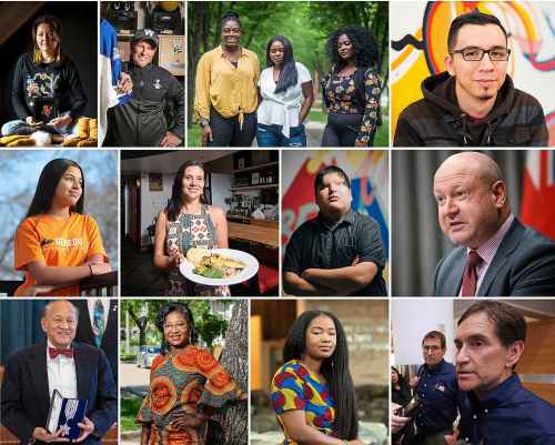 Collage for Ace Burpee's 100+ most interesting Manitobans for 2020. Winnipeg Free Press