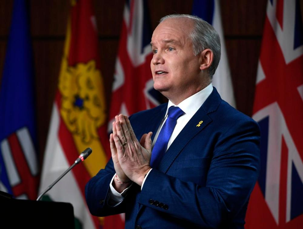Justin Tang - THE CANADIAN PRESS
Conservative Leader Erin O'Toole speaks on Parliament Hill in Ottawa, on Thursday, Jan. 27, 2022.