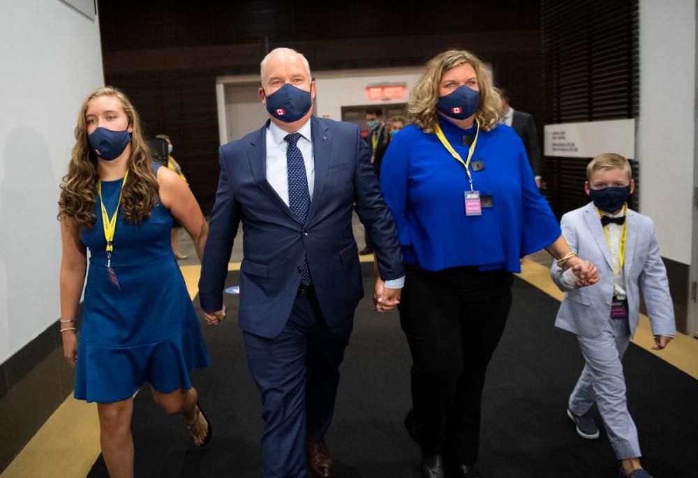 Justin Tang - THE CANADIAN PRESS
Erin O'Toole, pictured with his wife Rebecca, daughter Mollie and son Jack after being announced as the new leader of the Conservative Party of Canada, in Ottawa, on Aug. 24, 2020.