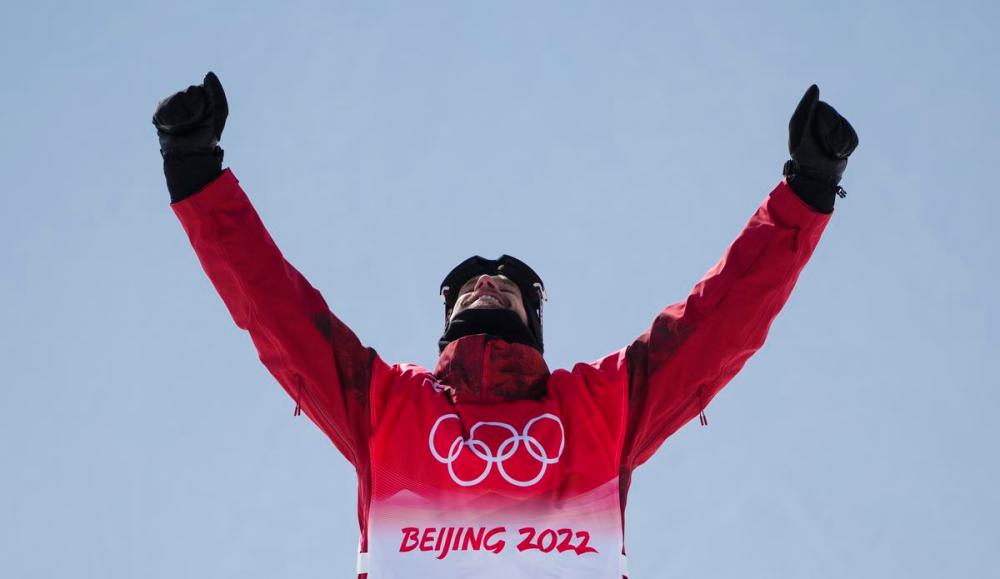 Sean Kilpatrick - THE CANADIAN PRESS
Canada's Max Parrot, of Bromont, Que., celebrates his gold medal performance following the men's slopestyle final at the Beijing Winter Olympic Games, in Zhangjiakou, China, Monday, Feb. 7, 2022.