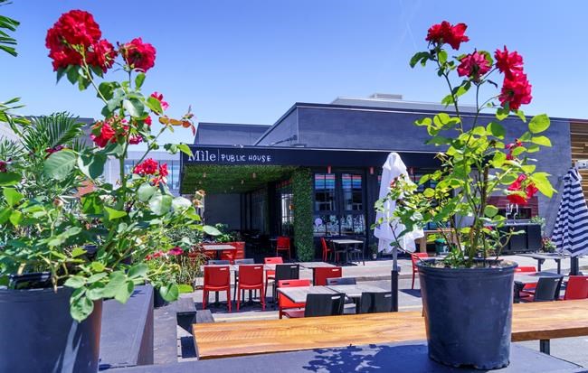 The empty patio of the Mile Public House bar is seen in Brossard, Que. on Monday, July 6, 2020. Health officials are urging patrons who went to the bar on the South Shore of Montreal on the evening of June 30 between 8pm and closing to get tested. THE CANADIAN PRESS/Paul Chiasson