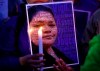 A picture of Joyce Echaquan is seen during a vigil in front of the hospital where she died in Joliette, Que. on Tuesday, September 29, 2020. THE CANADIAN PRESS/Paul Chiasson