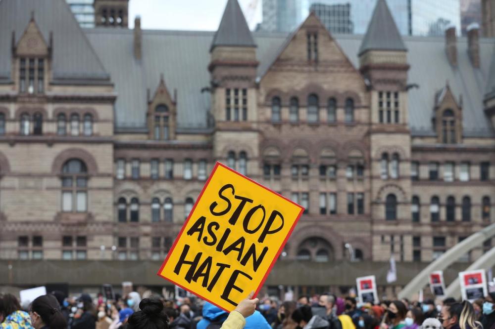 Steve Russell - Toronto Star
A rally to highlight anti-Asian racism, and an increasing number of attacks against Asian Canadians during the pandemic, was held at Nathan Phillips Square on Sunday.