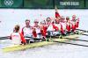 CHARLY TRIBALLEAU - AFP via GETTY IMAGES
Canada's Lisa Roman, right to left, Kasia Gruchalla-Wesierski, Christine Roper, Susanne Grainger, Andrea Proske, Madison Mailey, Sydney Payne Avalon Wasteneys and coxswain Kristen Kit pose with their gold medals following the women's eight final on Friday.