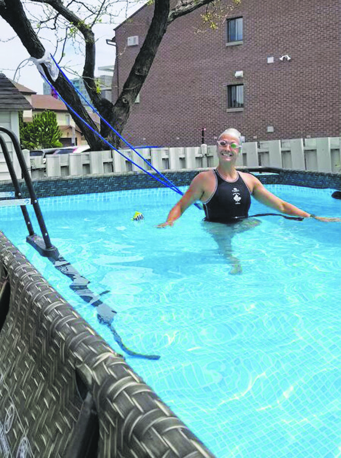 SUPPLIED
La Roche practicing in her backyard pool.