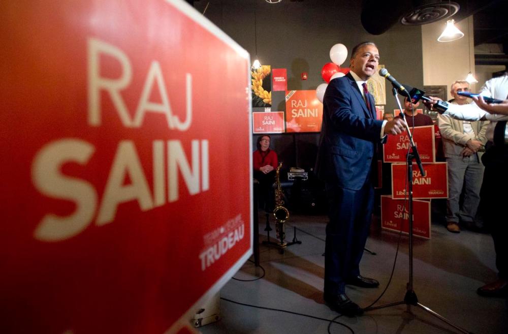 Mathew McCarthy - Record staff
Raj Saini, gives his acceptance speech at the Fork and Cork Grill after winning Kitchener Centre in 2019.