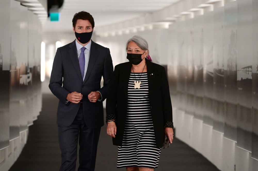 CP
Prime Minister Justin Trudeau and Mary Simon arrive at the announcement at the Canadian Museum of History in Gatineau, Que., on Tuesday. (Sean Kilpatrick / The Canadian Press)