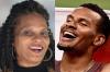 - AFP, GETTY IMAGES, Toronto Star
Canada's Andre De Grasse (R) celebrates with his national flag after winning gold after the men's 200m final during the Tokyo 2020 Olympic Games at the Olympic Stadium in Tokyo on August 4, 2021. Beverley De Grasse (L), his mother, expressed how very proud and happy she was to watch him win gold on Wednesday.