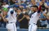 Richard Lautens - Toronto Star
George Springer, left, celebrates with Teoscar Hernandez after leading off a game with a home run for the 42nd time in his career.