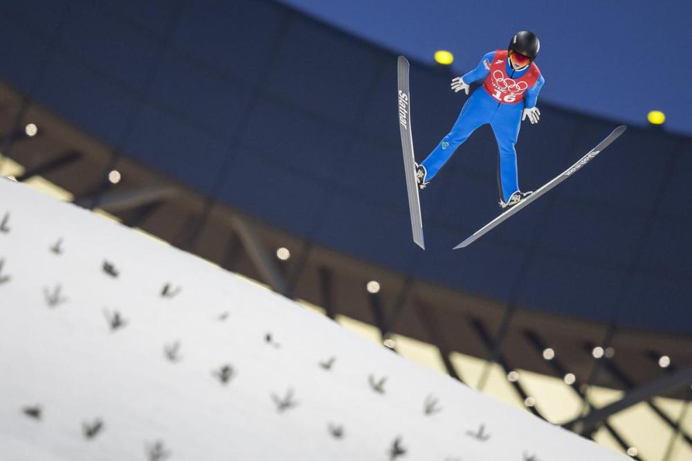 Tom Weller - DeFodi Images via GETTY IMAGES
Calgary’s Alexandria Loutitt takes part in a ski jumping training session at the National Biathlon Centre Thursday in Zhangjiakou, China.