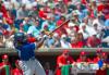 Mark Taylor - THE CANADIAN PRESS
Blue Jays first baseman Vladimir Guerrero Jr. says he’s trying “to get something out” of every spring at-bat. He managed to get about 426 feet out of this swing in the first inning Saturday.