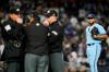 Frank Franklin II - The Associated Press
Blue Jays reliever Yimi Garcia watches as home plate umpire Lance Barrett, left, talks with other umpires after Garcia hit the Yankees' Josh Donaldson with a pitch Tuesday night. Garcia, who was ejected, blamed the baseball.