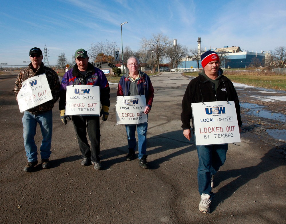 Pickets continue outside the plant.