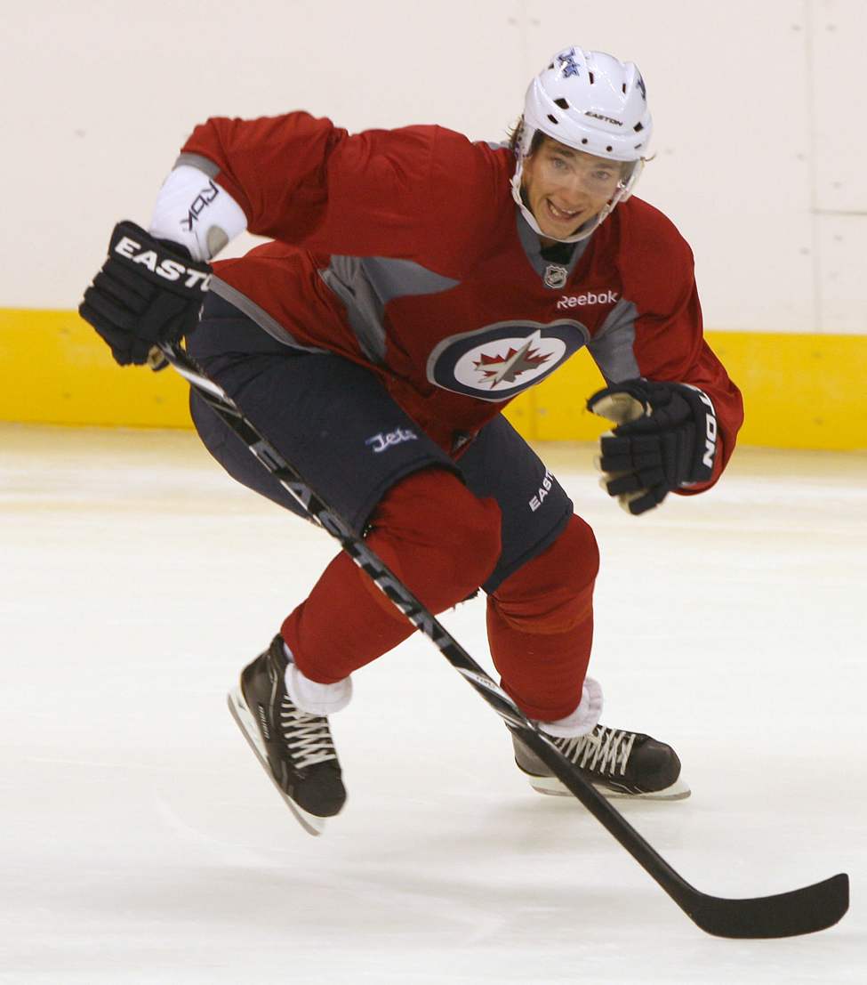 JOE BRYKSA / WINNIPEG FREE PRESS
Alexander Burmistrov at training camp practice at MTS Centre Sunday morning.