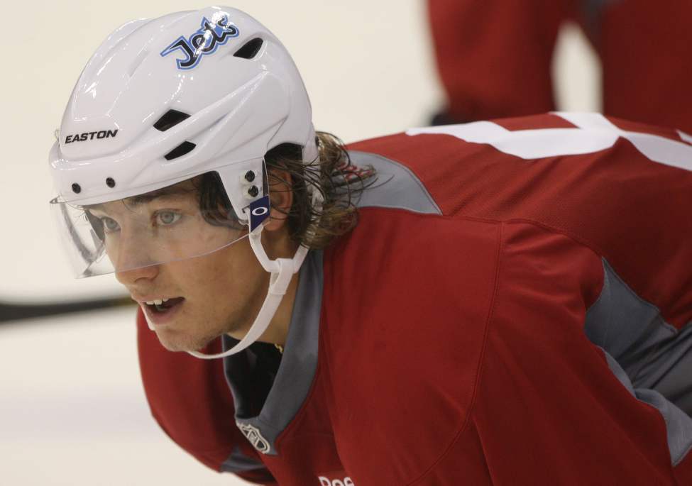 JOE BRYKSA / WINNIPEG FREE PRESS
Alexander Burmistrov at training camp practice Sunday morning.