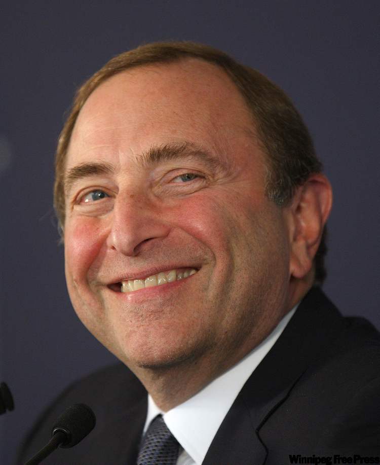 NHL Commissioner Gary Bettman at a news conference at the MTS Centre before the game. (Joe Bryksa / Winnipeg Free Press)