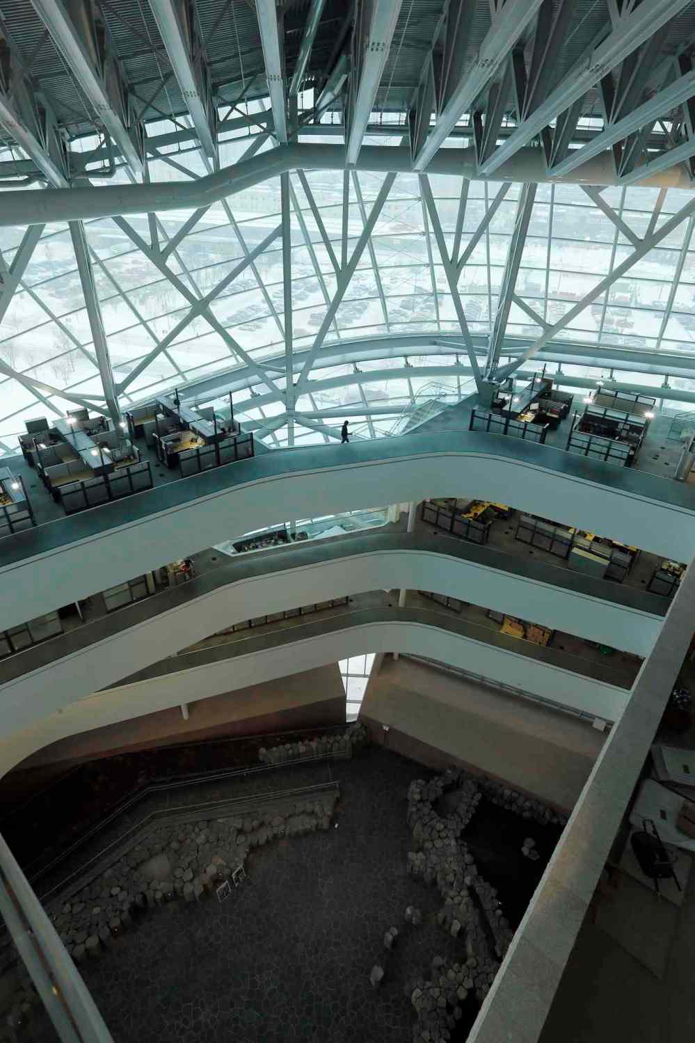 KEN GIGLIOTTI / WINNIPEG FREE PRESS
On Level 5, looking down on office space and Garden of Contemplation