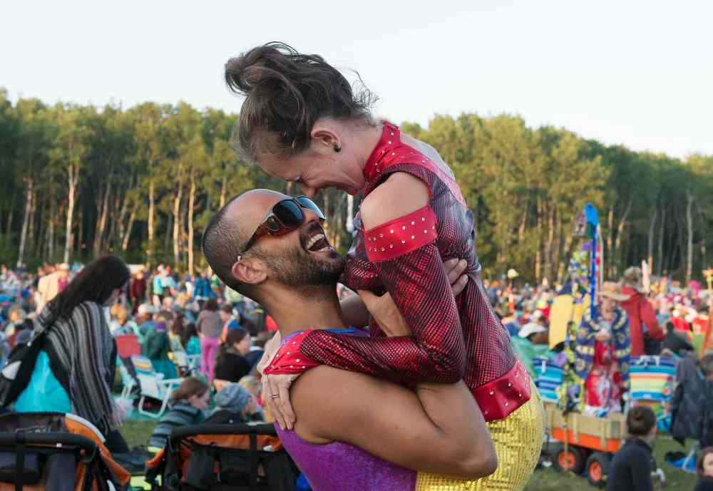 Sarah Taylor / Winnipeg Free Press
Myron Wright and Naomi Fennell dance at Folk Fest Saturday night.