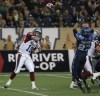 JOE BRYKSA / WINNIPEG FREE PRESS
Winnipeg Blue Bombers Teague Sherman trys to block Montreal Alouettes QB Jonathan Crompton during first half CFL action at Investors Group Field in Winnipeg Friday night.