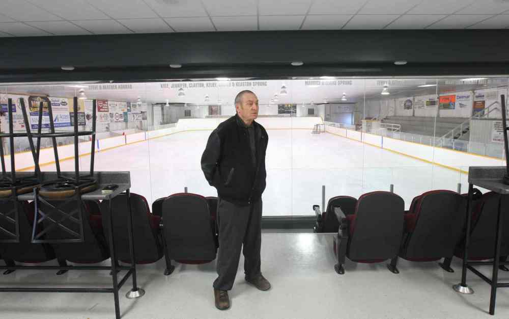 JOE BRYKSA / WINNIPEG FREE PRESS Lewis Mueller inside the Manitou Community Arena.