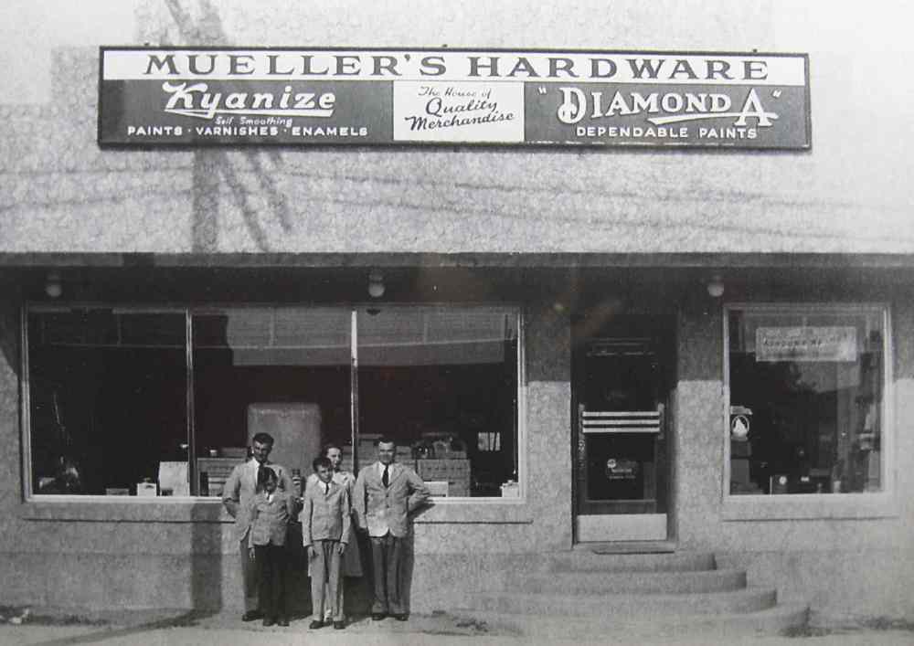 JOE BRYKSA / WINNIPEG FREE PRESS A photo of the now-closed Mueller's Hardware store hangs inside Walter Mueller's garage.