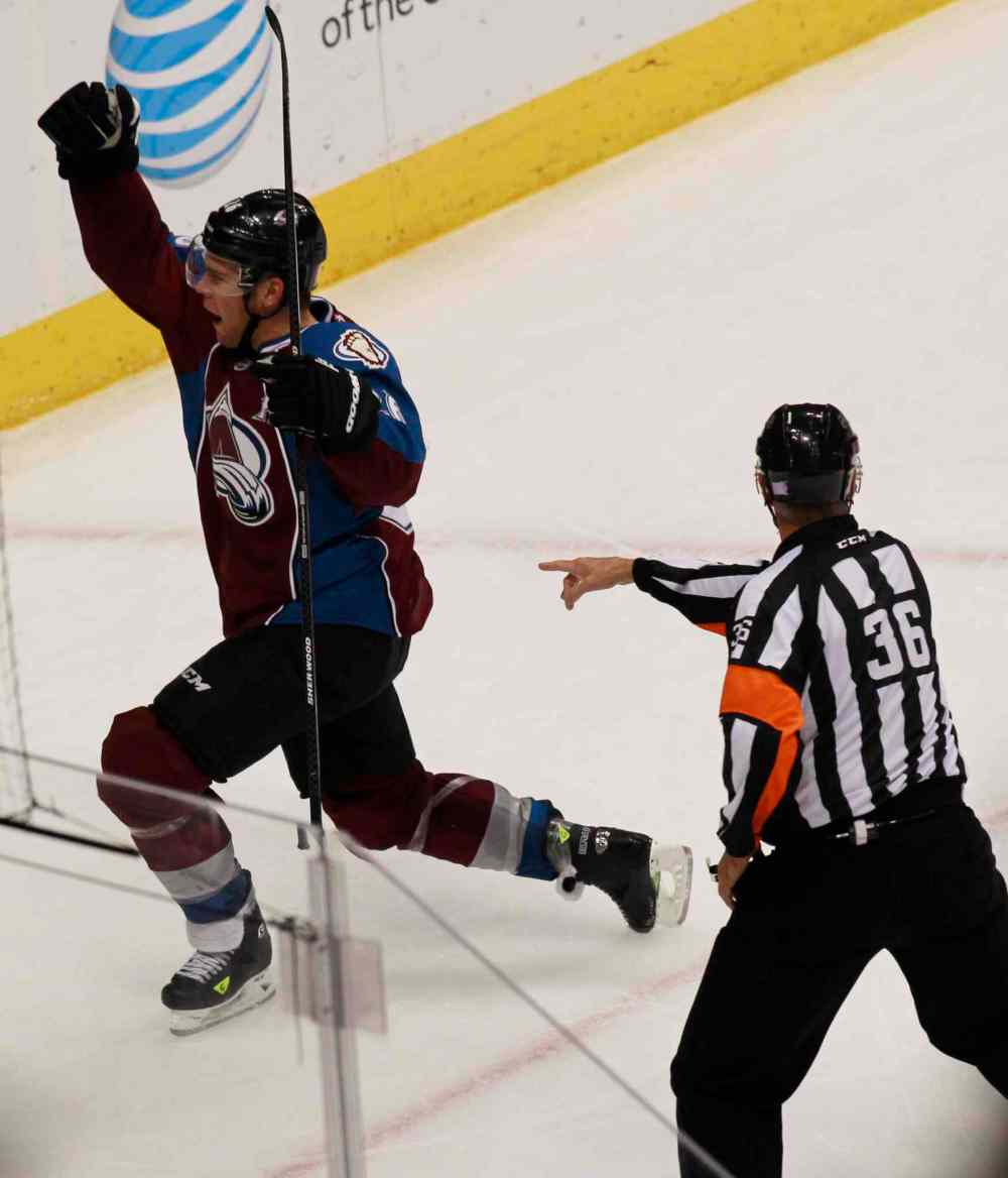 David Zalubowski / The Associated Press
Colorado Avalanche centre Paul Stastny celebrates scoring the go-ahead goal in the third period.