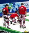 BILL GRAVELAND / THE CANADIAN PRESS
Olympic curling fans will have no problem picking out the Norwegian team. The Norse were practising on Sunday.