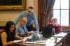 MIKE DEAL / WINNIPEG FREE PRESS
Winnipeg Free Press reporters Jessica Botelho-Urbanski, Larry Kusch, Dan Lett and Graham Bruce read and discuss the 2019 provincial budget documents during the media lockup prior to the tabling of the budget in the Manitoba Legislative Chamber on March 7.