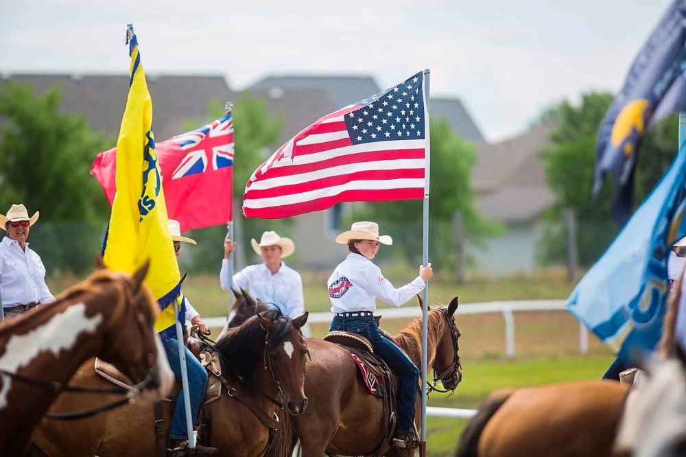 Flag-bearers at the Manitoba Stampede in Morris.