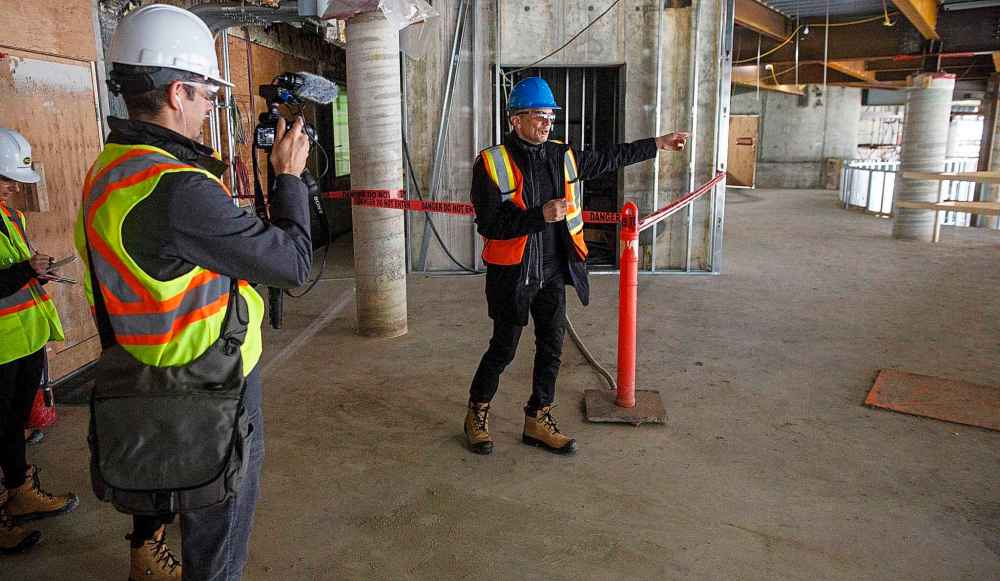 Maltzan points out features to WAG donors and members of the media on the site tour.