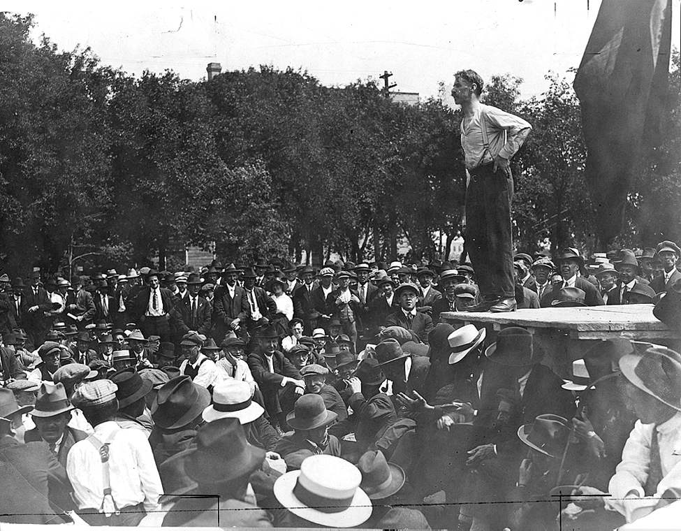 Winnipeg Free Press Archive
1919 Strike
Strike Leader Roger Bray in Victoria Park.