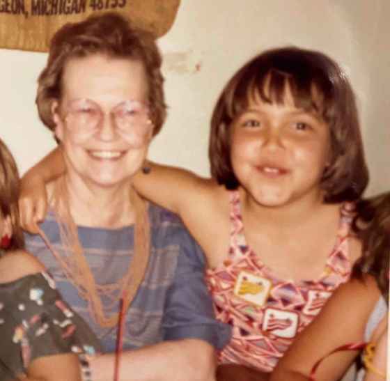 Shelley with her Amma in the 1990s. (Suppplied)
