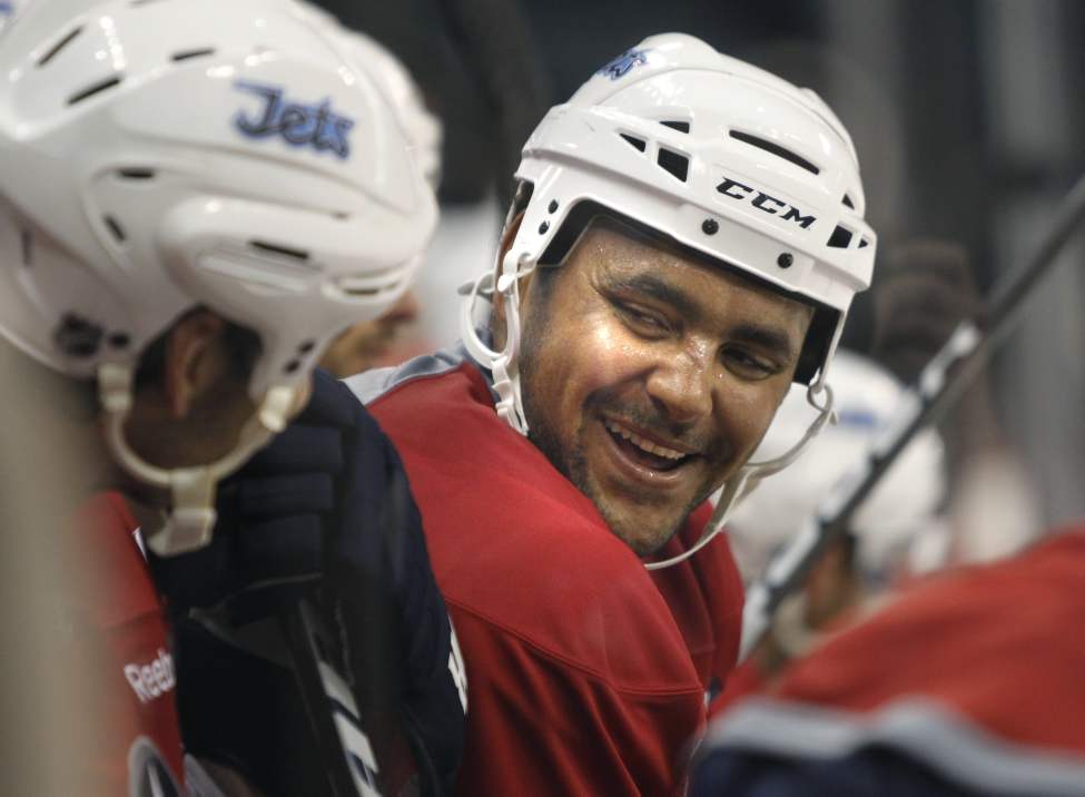 WAYNE GLOWACKI/WINNIPEG FREE PRESS
Dustin Byfuglien at the MTS Centre.