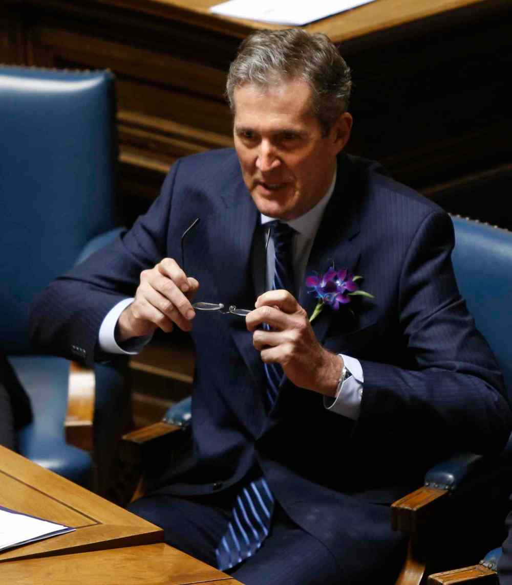 WAYNE GLOWACKI / WINNIPEG FREE PRESS
Premier Brian Pallister prepares to speak in the Manitoba Legislature Monday.