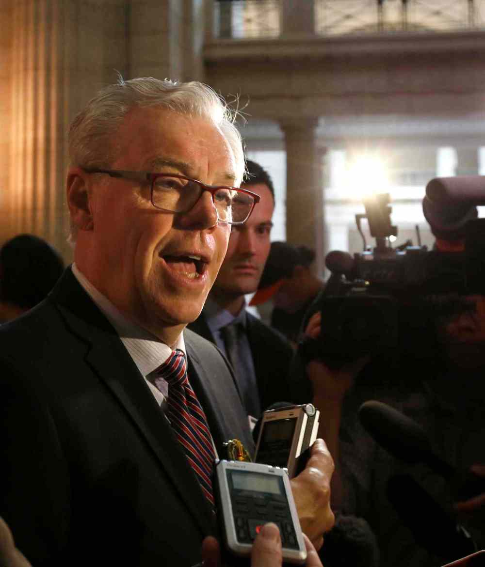 WAYNE GLOWACKI / WINNIPEG FREE PRESS
Former Premier Greg Selinger after the reading of the Throne Speech in the Manitoba Legislature Monday.