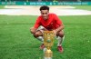 Leipzig's Tyler Adams celebrate with the German Soccer Cup trophy after the final match between RB Leipzig against SC Freiburg at the Olympic Stadium in Berlin, Germany, Saturday, May 21, 2022. (Tom Weller/dpa via AP)