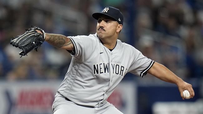 New York Yankees' Nestor Cortes pitches to the Tampa Bay Rays during the eighth inning of a baseball game Thursday, May 26, 2022, in St. Petersburg, Fla. (AP Photo/Chris O'Meara)