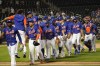 The New York Mets celebrate after defeating the Washington Nationals 10-0 in a baseball game Tuesday, May 31, 2022, in New York. (AP Photo/Mary Altaffer)