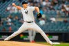 New York Yankees' Jameson Taillon pitches during the first inning in the second baseball game of the team's doubleheader against the Los Angeles Angels on Thursday, June 2, 2022, in New York. (AP Photo/Frank Franklin II)