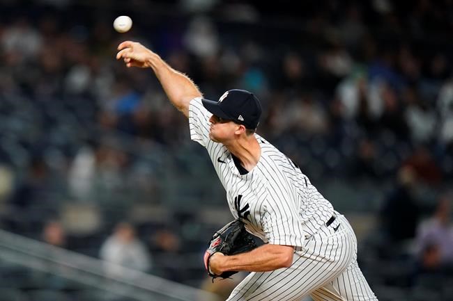 New York Yankees' Clay Holmes pitches to a Baltimore Orioles batter during the ninth inning of a baseball game Wednesday, May 25, 2022, in New York. The Yankees won 2-0. (AP Photo/Frank Franklin II)